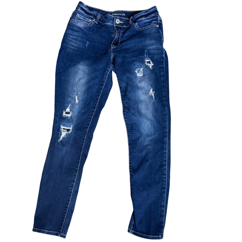 Maurices Denim Jegging Distressed Dark Wash Stretch Jeans S-Short